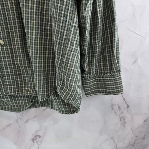Columbia Shirt Mens Large Green Button Down Up Plaid Cotton Vintage Long Sleeve - Picture 4 of 10